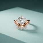2.85 Ct Oval Cut Moissanite Modern Crown Ring Set for Women