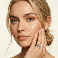 2.85 Ct Oval Cut Moissanite Modern Crown Ring Set for Women