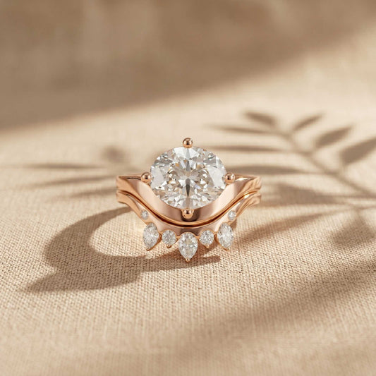 2.85 Ct Oval Cut Moissanite Modern Crown Ring Set for Women