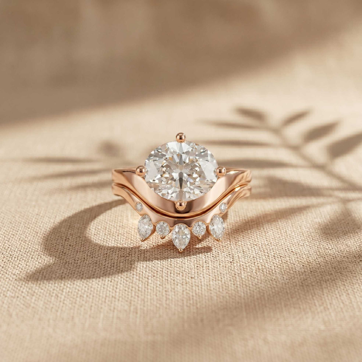 2.85 Ct Oval Cut Moissanite Modern Crown Ring Set for Women