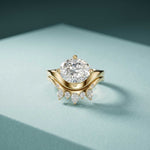 2.85 Ct Oval Cut Moissanite Modern Crown Ring Set for Women