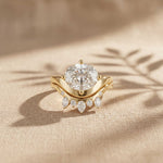 2.85 Ct Oval Cut Moissanite Modern Crown Ring Set for Women