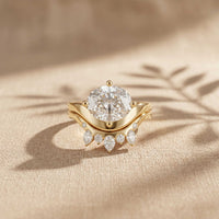 2.85 Ct Oval Cut Moissanite Modern Crown Ring Set for Women
