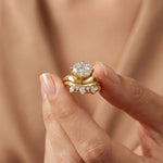 2.85 Ct Oval Cut Moissanite Modern Crown Ring Set for Women