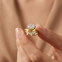 2.85 Ct Oval Cut Moissanite Modern Crown Ring Set for Women