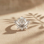 2.85 Ct Oval Cut Moissanite Modern Crown Ring Set for Women