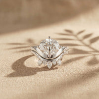 2.85 Ct Oval Cut Moissanite Modern Crown Ring Set for Women