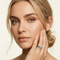 2.85 Ct Oval Cut Moissanite Modern Crown Ring Set for Women