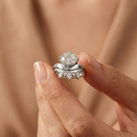 2.85 Ct Oval Cut Moissanite Modern Crown Ring Set for Women