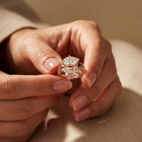 2.85 Ct Pear Cut Moissanite Regal Nest Ring Set for Women