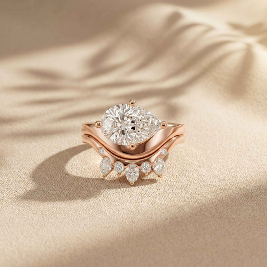 2.85 Ct Pear Cut Moissanite Regal Nest Ring Set for Women