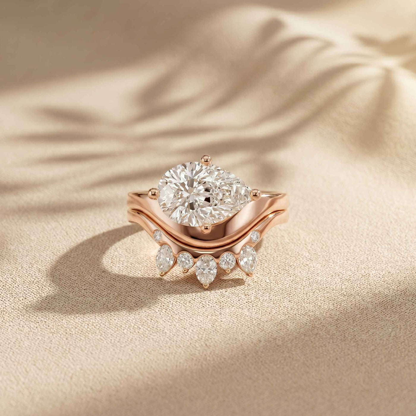 2.85 Ct Pear Cut Moissanite Regal Nest Ring Set for Women