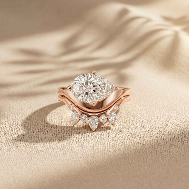 2.85 Ct Pear Cut Moissanite Regal Nest Ring Set for Women
