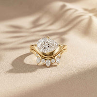 2.85 Ct Pear Cut Moissanite Regal Nest Ring Set for Women