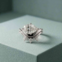 2.85 Ct Pear Cut Moissanite Regal Nest Ring Set for Women