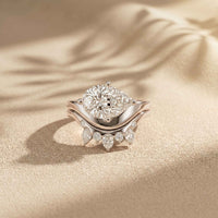 2.85 Ct Pear Cut Moissanite Regal Nest Ring Set for Women