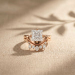 2.85 Ct Princess Cut Moissanite Tiara Accent Ring Set for Women