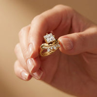 2.85 Ct Princess Cut Moissanite Tiara Accent Ring Set for Women