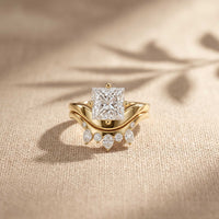 2.85 Ct Princess Cut Moissanite Tiara Accent Ring Set for Women
