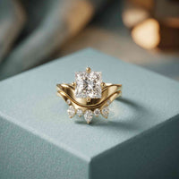 2.85 Ct Princess Cut Moissanite Tiara Accent Ring Set for Women