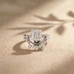 2.85 Ct Princess Cut Moissanite Tiara Accent Ring Set for Women