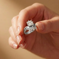 2.85 Ct Princess Cut Moissanite Tiara Accent Ring Set for Women