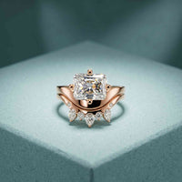 2.85 Ct Radiant Cut Moissanite Royal Enhancer Ring Set for Women