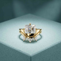 2.85 Ct Radiant Cut Moissanite Royal Enhancer Ring Set for Women