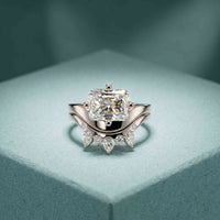 2.85 Ct Radiant Cut Moissanite Royal Enhancer Ring Set for Women