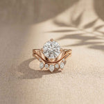 2.85 Ct Round Cut Moissanite Crowned Contour Ring Set for Women