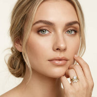 2.85 Ct Round Cut Moissanite Crowned Contour Ring Set for Women