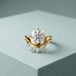 2.85 Ct Round Cut Moissanite Crowned Contour Ring Set for Women