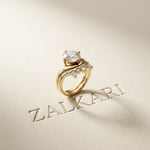 2.85 Ct Round Cut Moissanite Crowned Contour Ring Set for Women