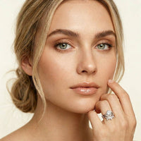 2.85 Ct Round Cut Moissanite Crowned Contour Ring Set for Women