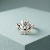 2.85 Ct Round Cut Moissanite Crowned Contour Ring Set for Women