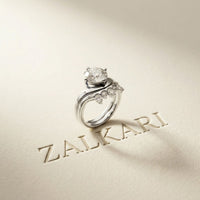 2.85 Ct Round Cut Moissanite Crowned Contour Ring Set for Women