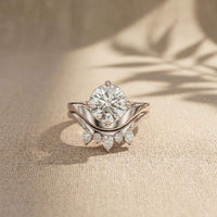 2.85 Ct Round Cut Moissanite Crowned Contour Ring Set for Women