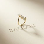 2.00 Ct Round Cut Moissanite Floating Chevron Ring for Women