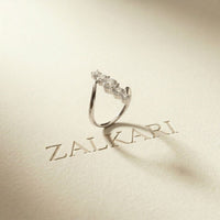 2.00 Ct Round Cut Moissanite Floating Chevron Ring for Women
