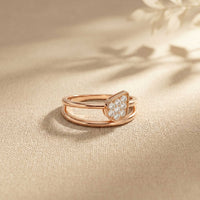 0.15 Ct Round Cut Moissanite Bezel Teardrop Open Ring for Women
