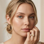 0.15 Ct Round Cut Moissanite Bezel Teardrop Open Ring for Women