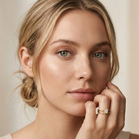 0.15 Ct Round Cut Moissanite Bezel Teardrop Open Ring for Women