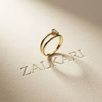 0.15 Ct Round Cut Moissanite Bezel Teardrop Open Ring for Women