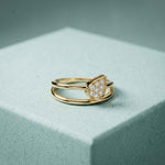0.15 Ct Round Cut Moissanite Bezel Teardrop Open Ring for Women