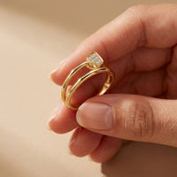 0.15 Ct Round Cut Moissanite Bezel Teardrop Open Ring for Women