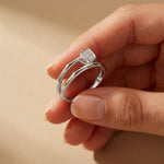 0.15 Ct Round Cut Moissanite Bezel Teardrop Open Ring for Women