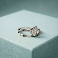 0.15 Ct Round Cut Moissanite Bezel Teardrop Open Ring for Women