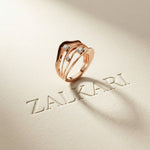 0.25 Ct Round Cut Moissanite Flowing Wave Multi-Band Ring for Women Rose Gold
