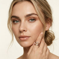 0.25 Ct Round Cut Moissanite Flowing Wave Multi-Band Ring for Women Rose Gold