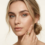 0.25 Ct Round Cut Moissanite Flowing Wave Multi-Band Ring for Women Gold